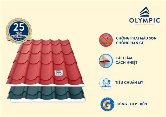 Tôn cách nhiệt giả ngói Olympic